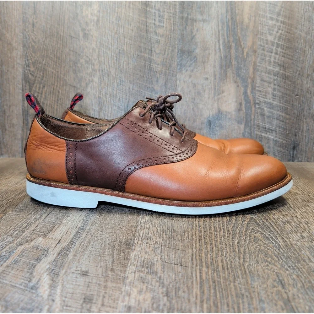 POLO RALPH LAUREN Shoes Men's Size 12 D TORRINGTON SADDLE Two Tone Brown Leather